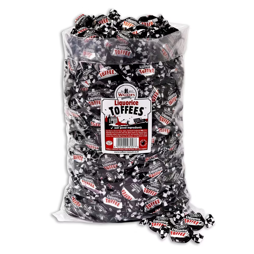 Retro-style packaging of Walker's Nonsuch Liquorice Toffees, a UK favourite.