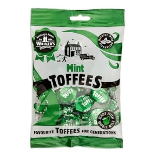 Walker's Nonsuch Mint Toffees 150g bag with individually wrapped toffees inside.