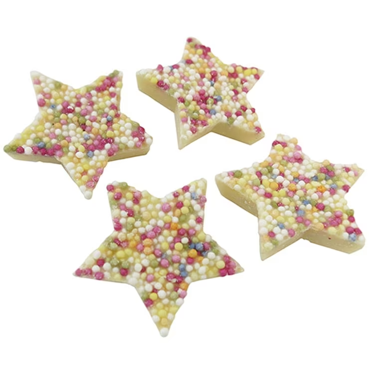 Halal and vegetarian Snowie Stars with creamy white chocolate

